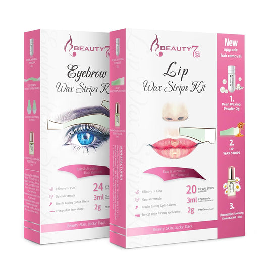 Beauty7 Eyebrow Wax Strips Kit Lip Wax Strips Kit 2 SET