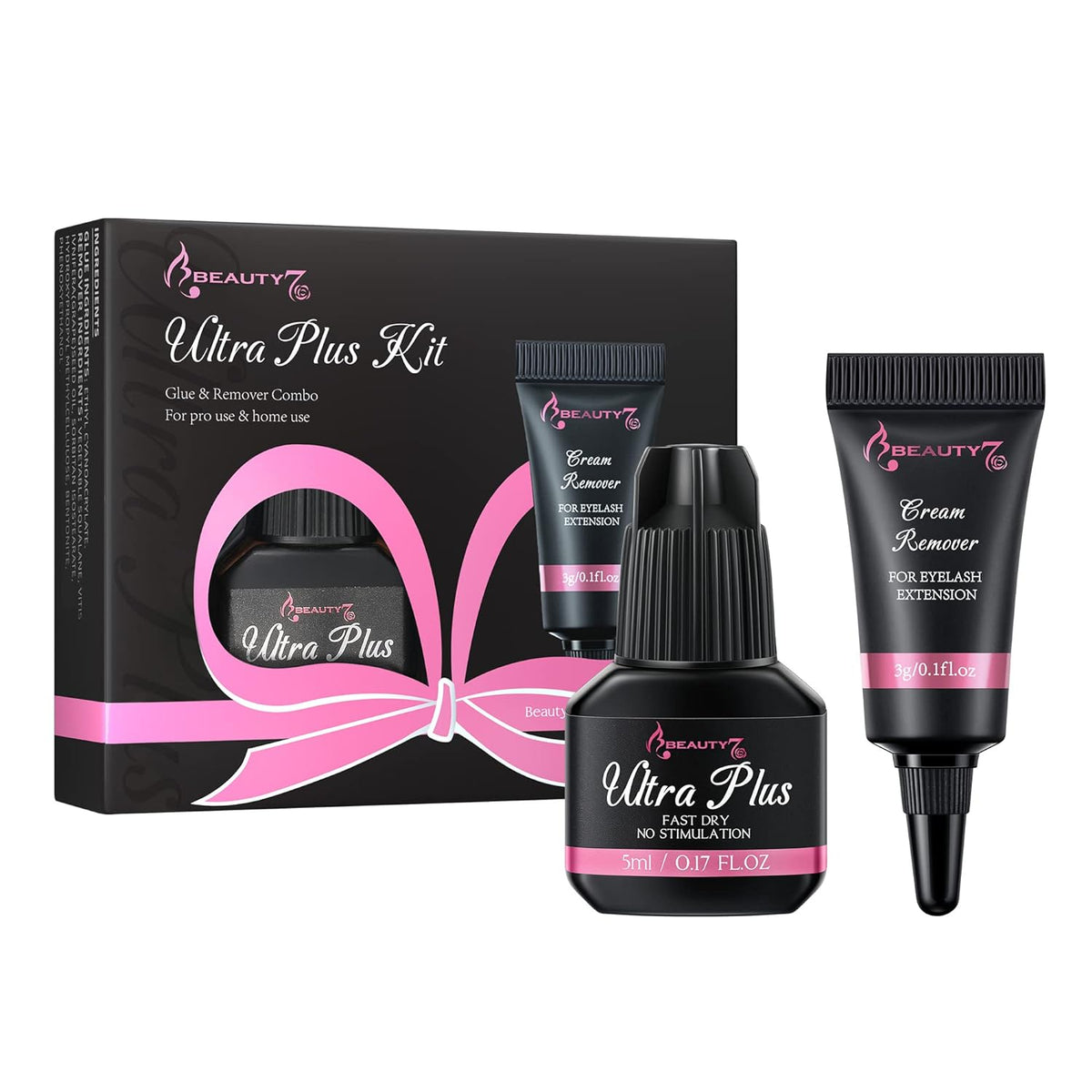 Beauty7 Ultra Plus Lash Glue with Cream Remover Kit