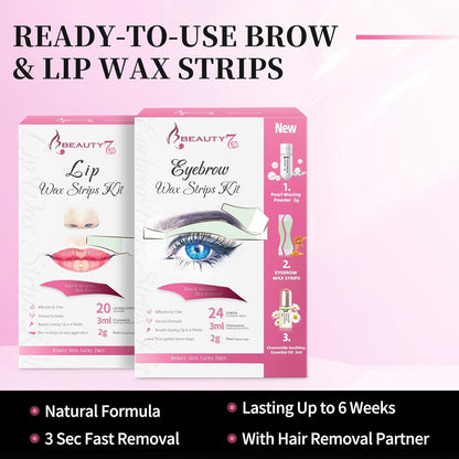 Beauty7 Eyebrow Wax Strips Kit Lip Wax Strips Kit 2 SET