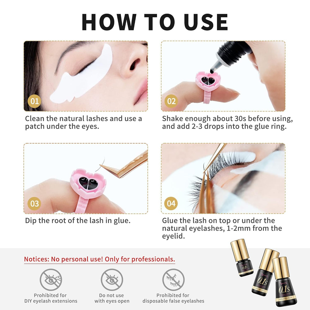 Beauty7 Eyelash Extension Glue Volume Plus 0.1s Fast Drying for Professional Use