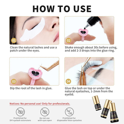 Beauty7 Eyelash Extension Glue Volume Plus 0.1s Fast Drying for Professional Use