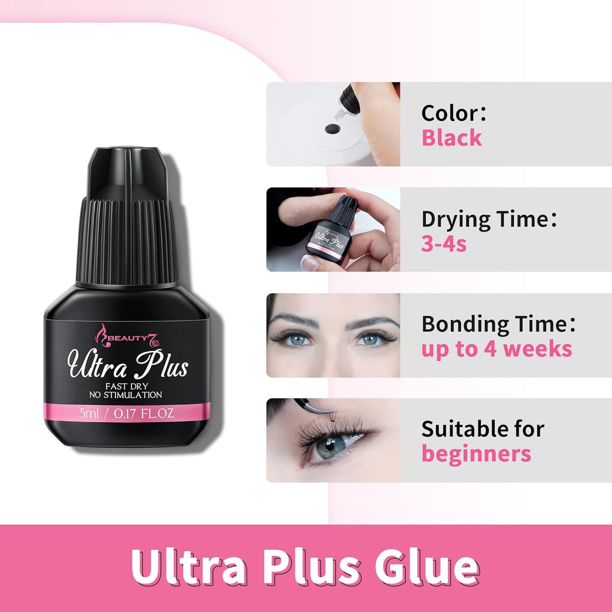 Beauty7 Ultra Plus Lash Glue with Cream Remover Kit