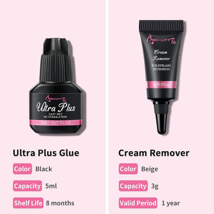 Beauty7 Ultra Plus Lash Glue with Cream Remover Kit