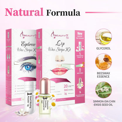 Beauty7 Eyebrow Wax Strips Kit Lip Wax Strips Kit 2 SET