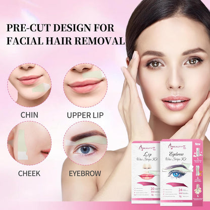 Beauty7 Eyebrow Wax Strips Kit Lip Wax Strips Kit 2 SET