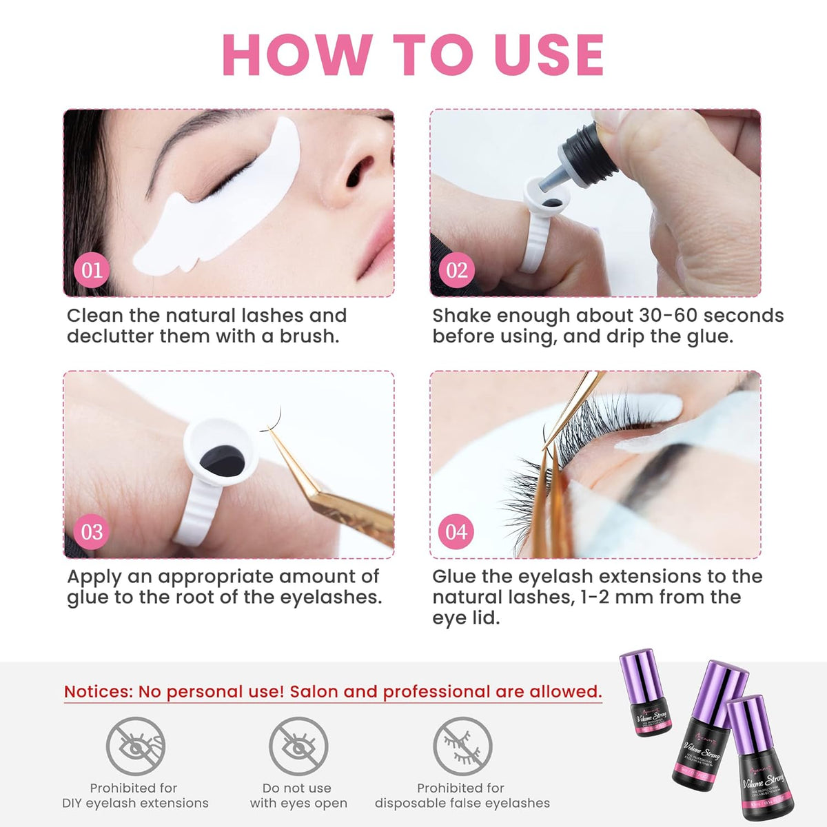 Beauty7 Eyelash Extension for Individual Lash Extension Volume Strong Professional Used Only