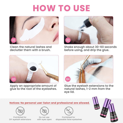 Beauty7 Eyelash Extension for Individual Lash Extension Volume Strong Professional Used Only