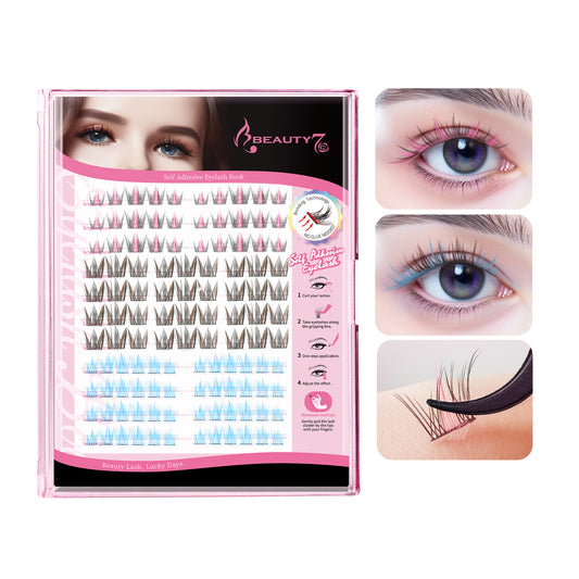 Beauty7 Self Adhesive Eyelashes 114pcs Lash Clusters 3 Colors Press On Eyelash