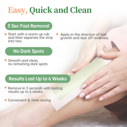 Beauty7 Wax Strips Hair Removal Body Wax Strips 36 Strips 6 Calming Oil Wipes
