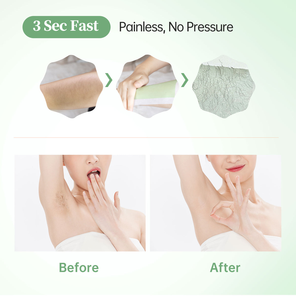 Beauty7 Wax Strips Hair Removal Body Wax Strips 36 Strips 6 Calming Oil Wipes