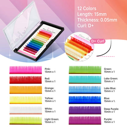 Colored Lashes 12 Colors Classic 0.05 D+