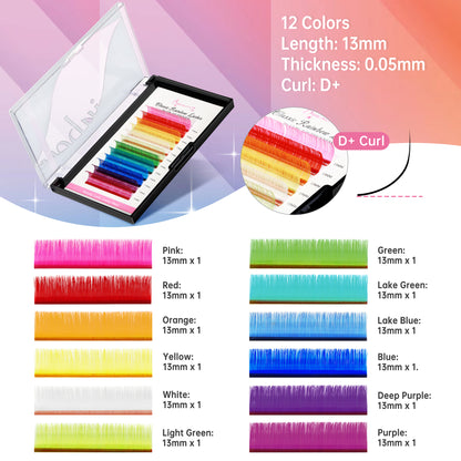 Colored Lashes 12 Colors Classic 0.05 D+