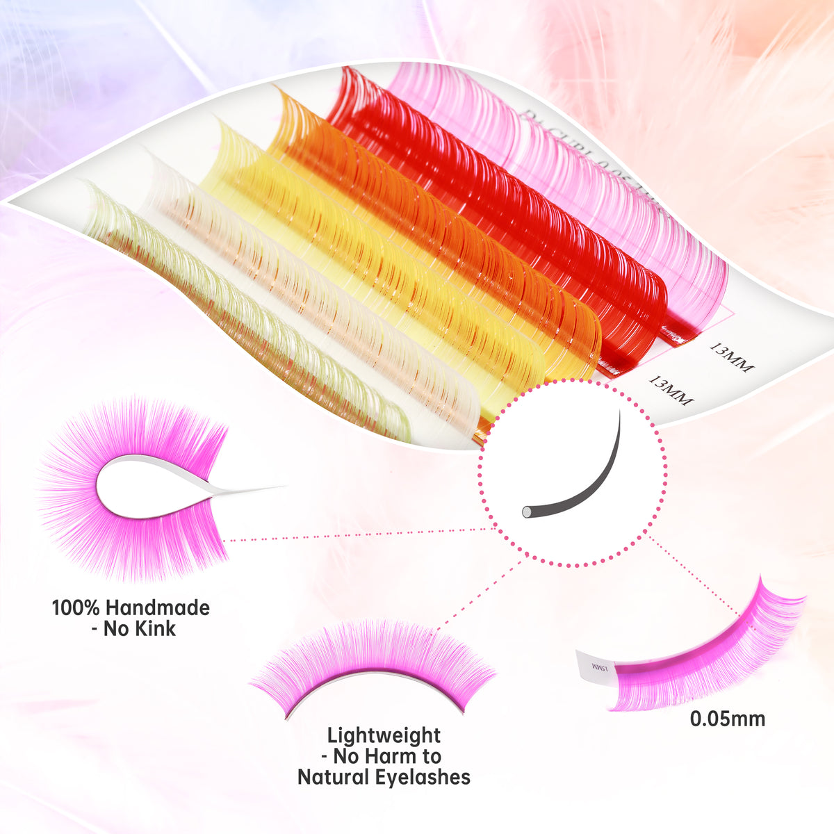 Colored Lashes 12 Colors Classic 0.05 D+