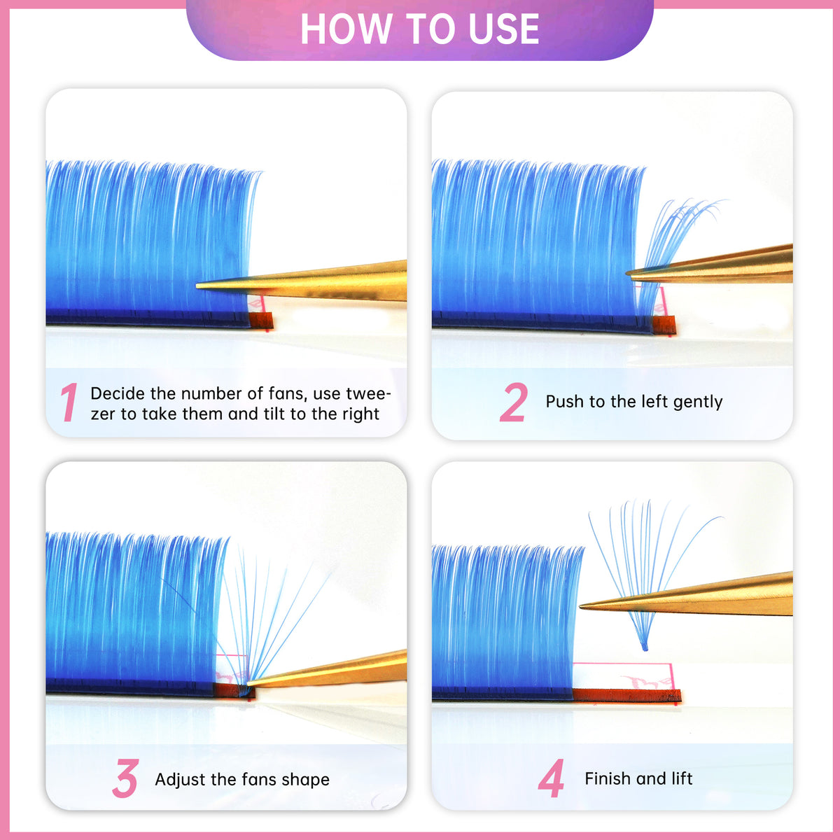 Colored Lashes 12 Colors Easy Fan 0.05 D+