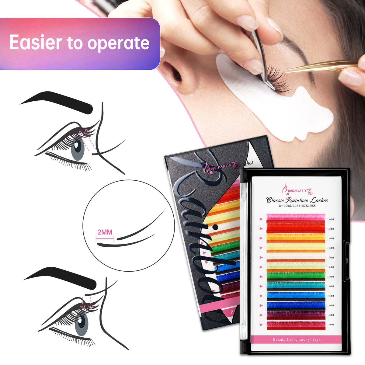 Colored Lashes 12 Colors Classic 0.05 D+