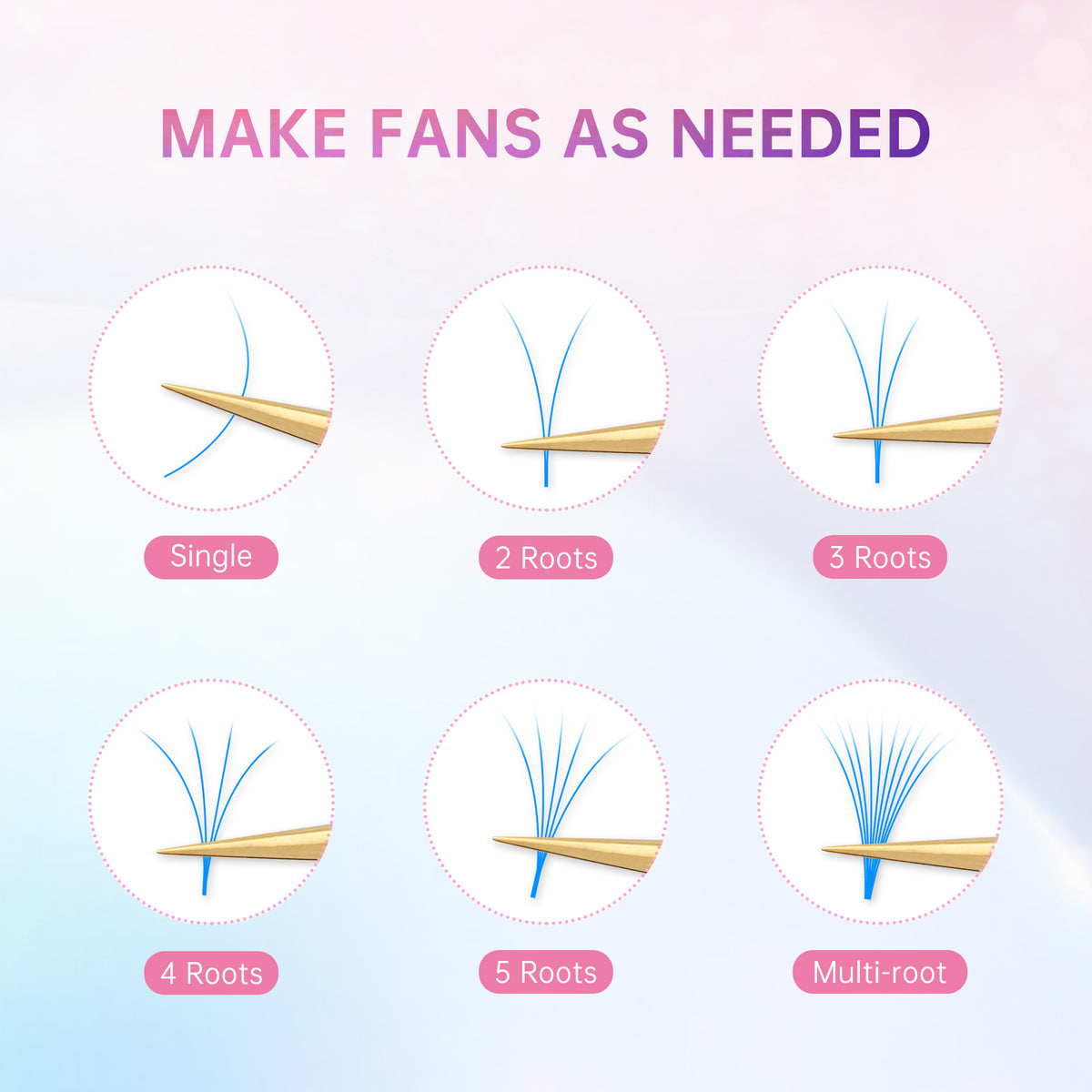Colored Lashes 12 Colors Easy Fan 0.05 D+