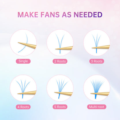 Colored Lashes 12 Colors Easy Fan 0.05 D+