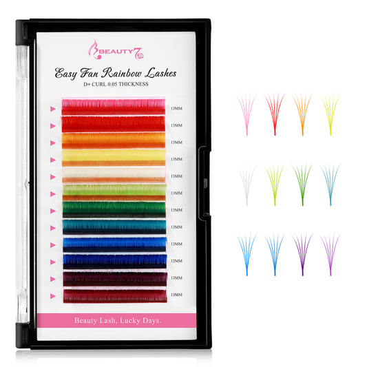 Colored Lashes 12 Colors Easy Fan 0.05 D+
