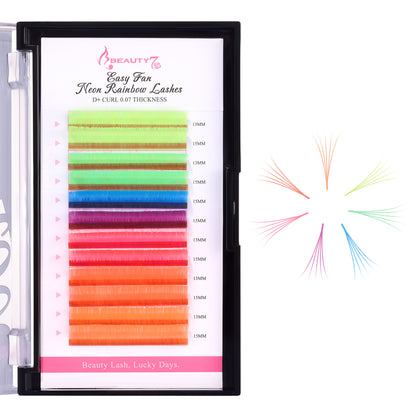 Colored Lashes 7 Colors Easyfan 0.07 D+ Mixed