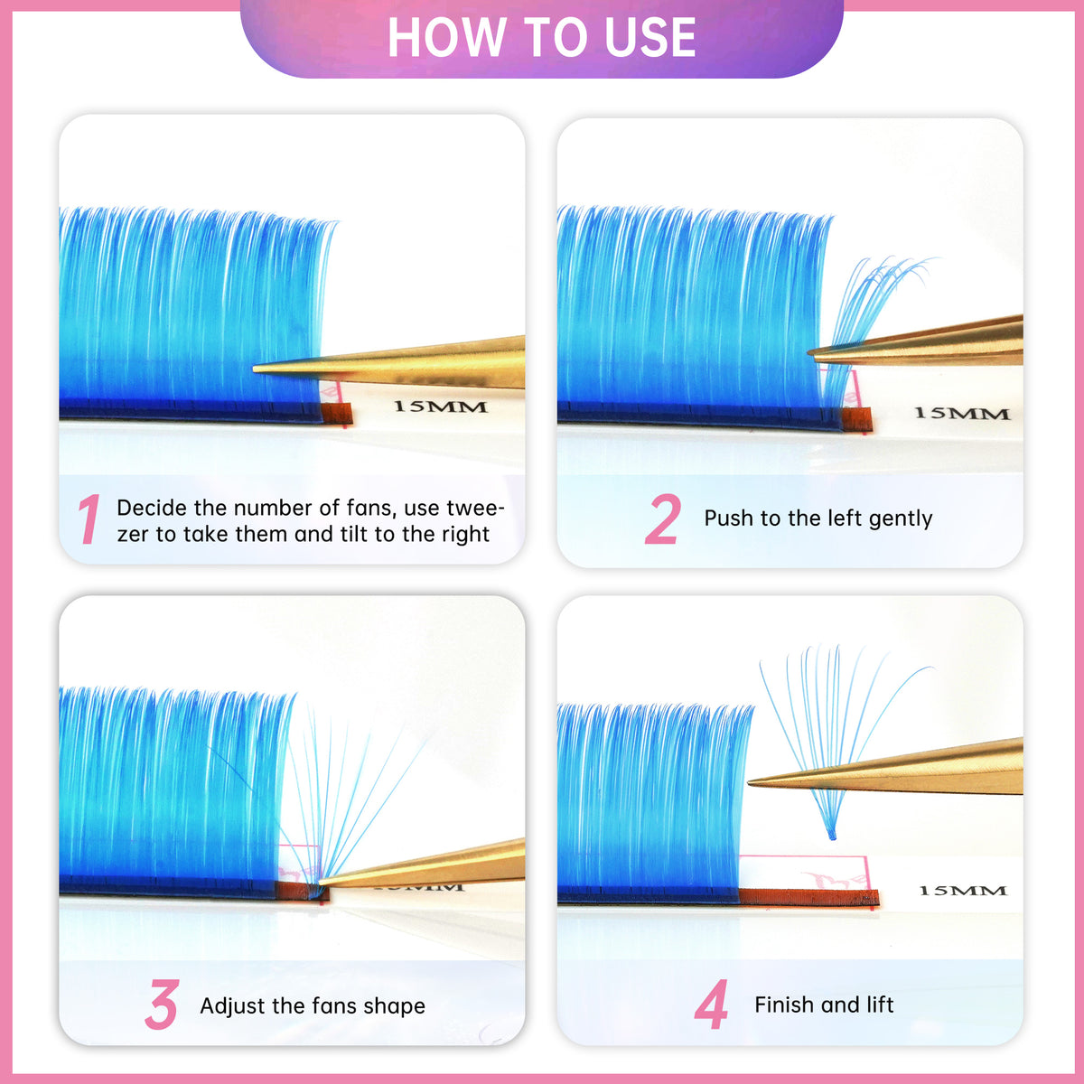Colored Lashes 7 Colors Easyfan 0.07 D+ Mixed