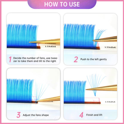 Colored Lashes 7 Colors Easyfan 0.07 D+ Mixed