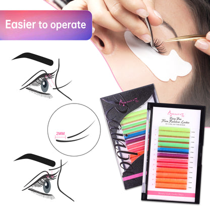Colored Lashes 7 Colors Easyfan 0.07 D+ Mixed