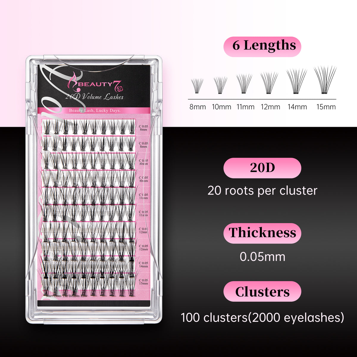 Beauty7 20D Premade Fans Volume Lashes 0.05