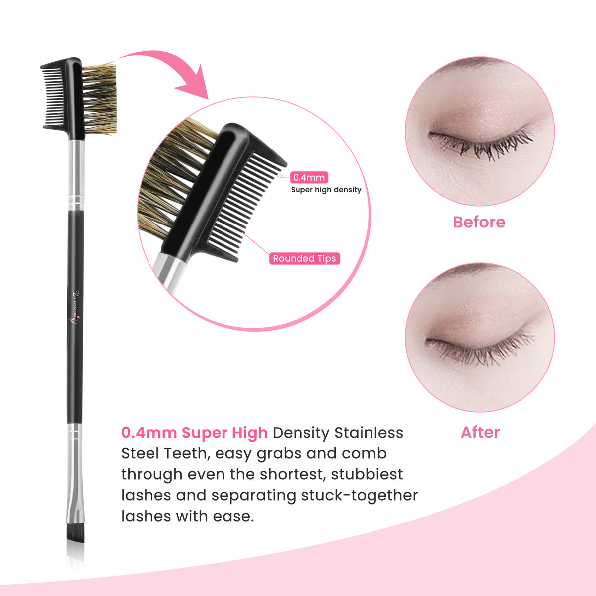 Eyelash Comb & Eyebrow Brush Triple-head Plastic Comb