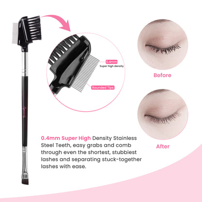 Eyelash Comb & Eyebrow Brush Triple-head Steel Comb