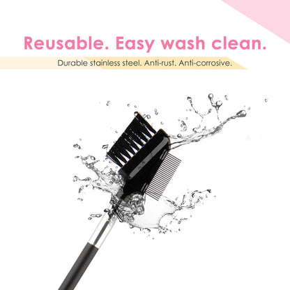 Eyelash Comb & Eyebrow Brush Triple-head Steel Comb