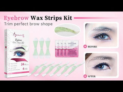 Beauty7 Eyebrow Wax Strips Cold Wax Strips 24pcs Waxing Strips with 4pcs Cleaner Oil Wipes